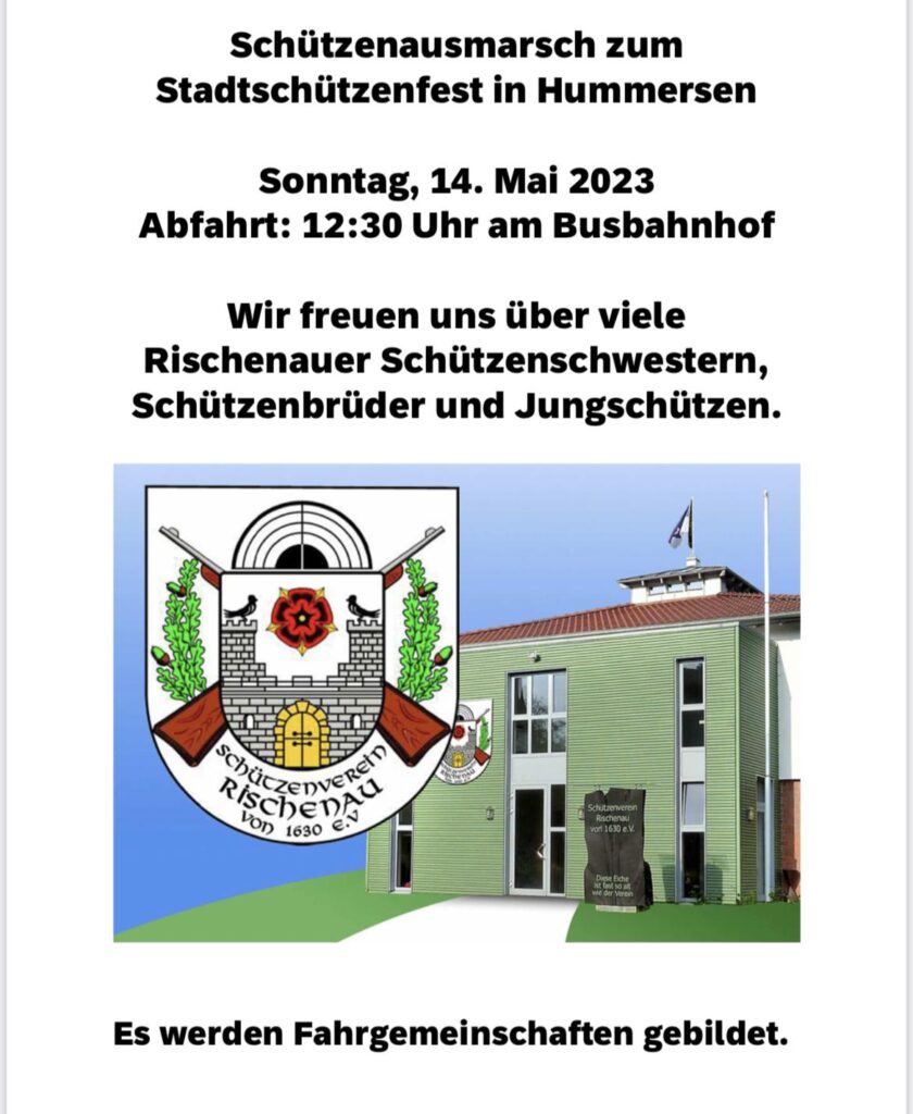 Schützenausmarsch zum Stadtschützenfest Hummersen, Sonntag 14.Mai - Abfahrt 12:30 UHR am Busbahnhof
